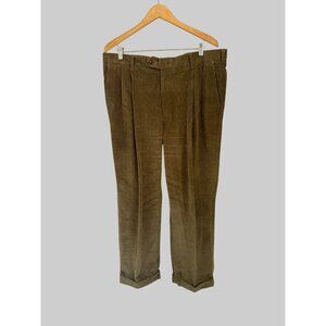 Berle Mens Corduroy Pants 38R Brown Pleated Front Duca Visconti Made In Italy